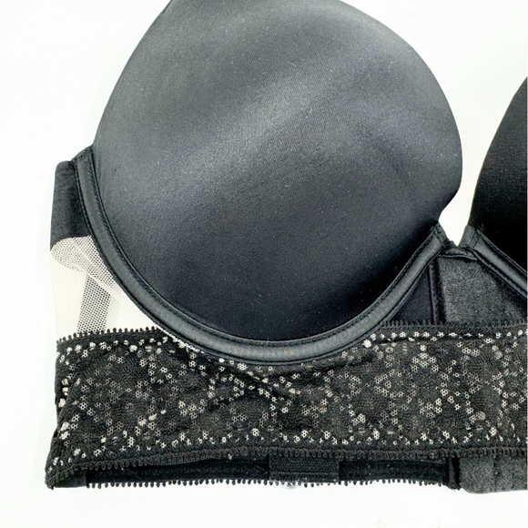 ✅ Victoria’s Secret Very Sexy Push-Up Longline Floral Lace Bra BLACK SIZE 36B - Picture 2 of 9